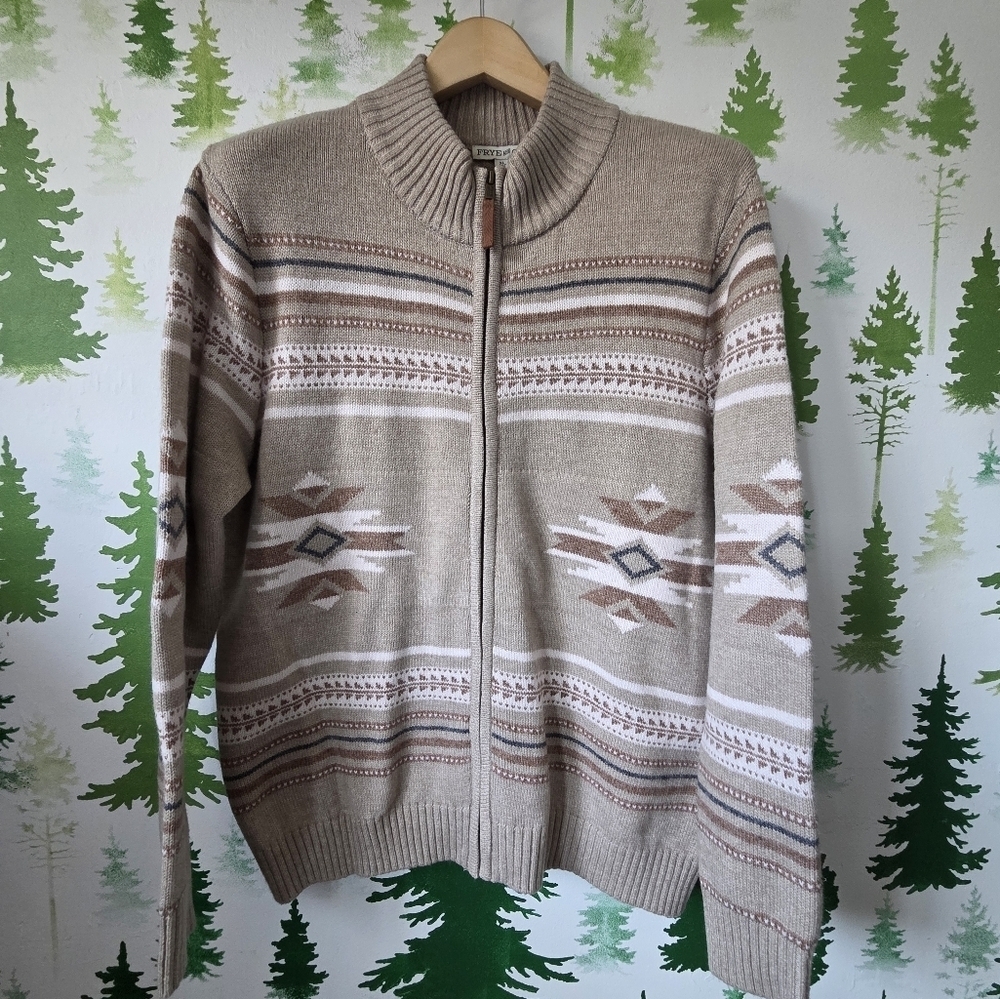 Frye and Co. Southwestern Zip Mock Neck Pullover Sweater